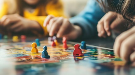 Obraz premium Children Playing a Board Game Together