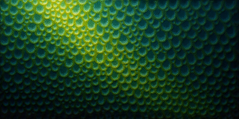 An abstract textured pattern resembling fish scales or organic cells in green and blue hues. Perfect for backgrounds, design projects, and creative artworks.