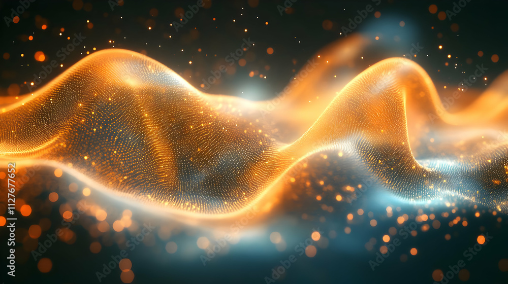 Aufkleber glowing particle waves dance dynamically across screen