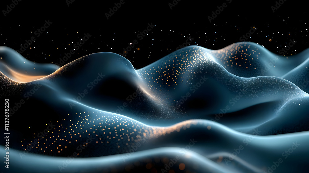 Poster abstract particle waves flowing dynamically in 3d