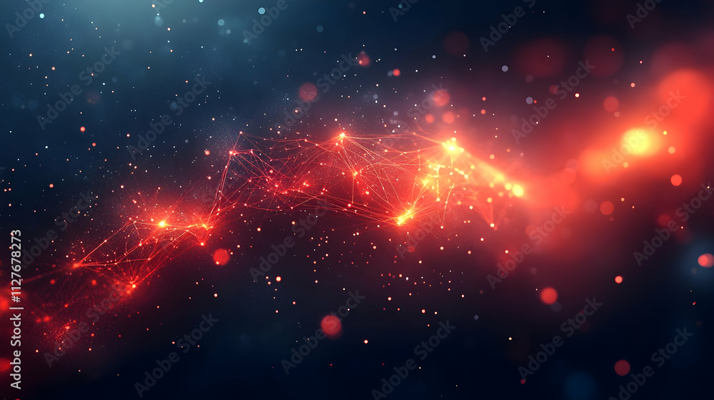 Poster network connections: abstract red glowing nodes and lines