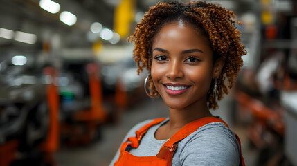 Woman Mechanic Smiles, Auto Repair Success,  Industry Expertise Shown