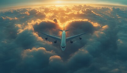 Fototapeta premium An Happy Valentines Day Airplane Flying In The Sky