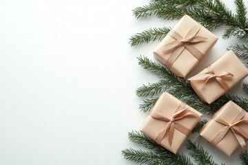 Elegant Christmas Gifts with Pine Branches