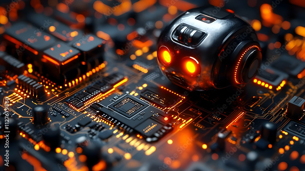 Aufkleber robot on circuit board: exploring ai's future with advanced technology