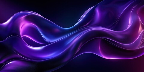 Fototapeta premium Elegant glowing waves in purple and blue hues, creating a dynamic and fluid aesthetic