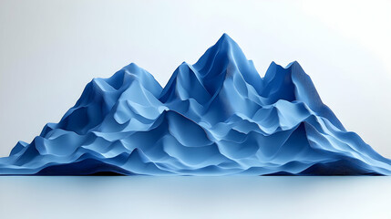 Abstract Blue Mountains: 3D Render of  Sculptural Peaks, Digital Art Landscape