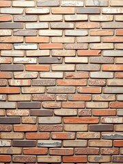 Fototapeta premium Ceramic brick tile wall with rustic texture and earthy tones, construction, architecture