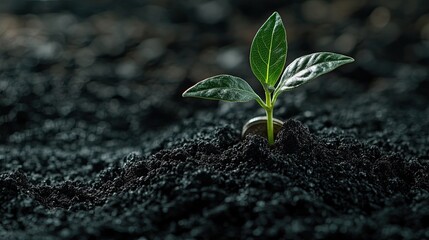 Naklejka premium Sustainable finance and investment concept with a plant sprouting from savings coins -