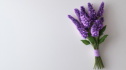 Naklejka premium Beautiful Lavender Flowers Bouquet on White Background