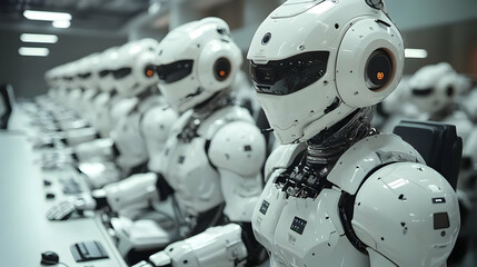 Fototapeta premium Robots Working: Future of Automation, AI and Efficiency in Industries