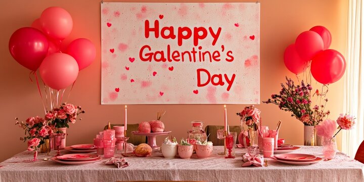 Festive Galentine's Day Celebration Table