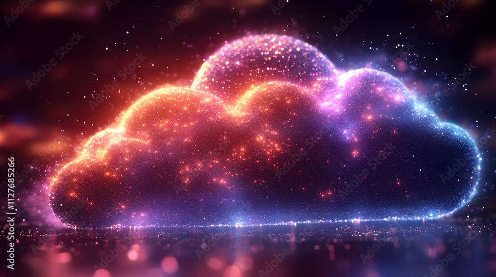 Aufkleber glowing cloud data storage: digital space, infinite potential, securely stored