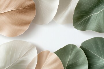 A beautiful top-down view of various leaf shapes and shades, showcasing nature's vibrant colors and textures, providing a visually appealing and organic composition.