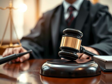 Lawyer reviewing case details for criminal trial, ensuring legal representation and fair judgment