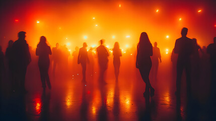 Silhouettes Dance in Orange Haze, Event Ambiance