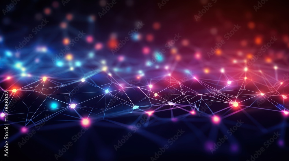Aufkleber abstract network nodes connected by lines