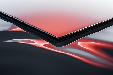 high gloss reflections, reflection of red light on black high gloss surface captured in close-up shot