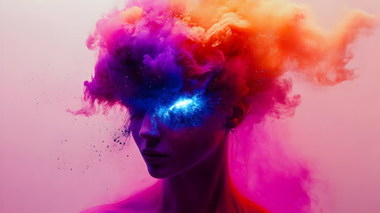 Cosmic Burst: Vibrant Colors Explode, Imaginative Art