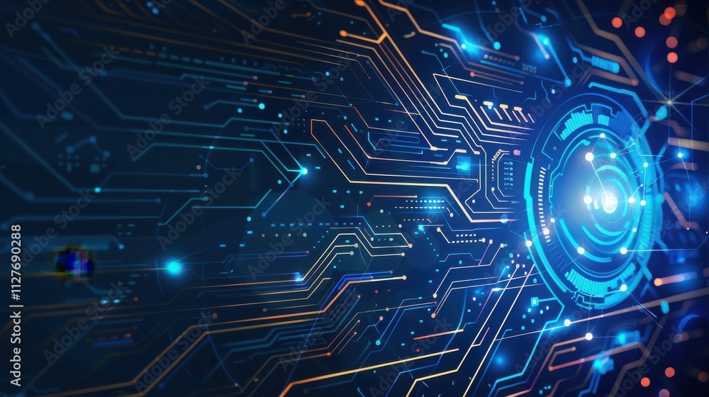 Poster abstract digital circuitry network technology design