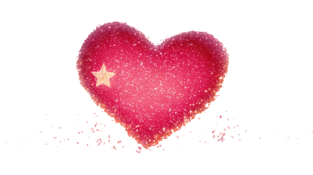 Emotion love pink blurred heart with glitter star splashing