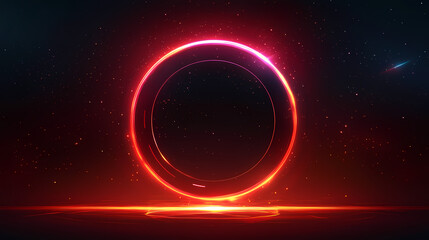 Obraz premium A circle nred eon magic portal in a futuristic style, by night, cosmos, edited generative ai. Eon. Illustration