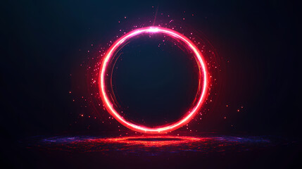 A circle nred eon magic portal in a futuristic style, by night, cosmos, edited generative ai. Eon. Illustration