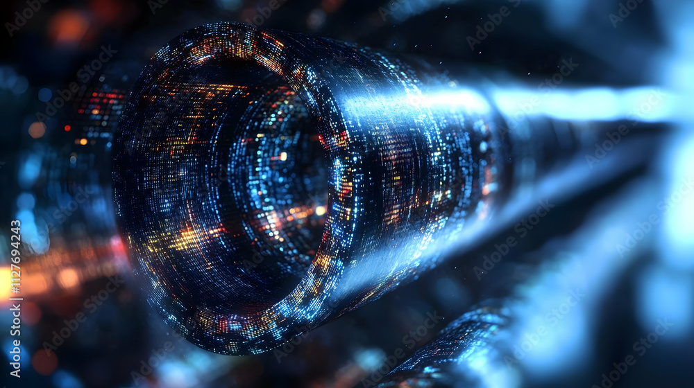Aufkleber digital data streams flowing through cyberspace, abstract technology