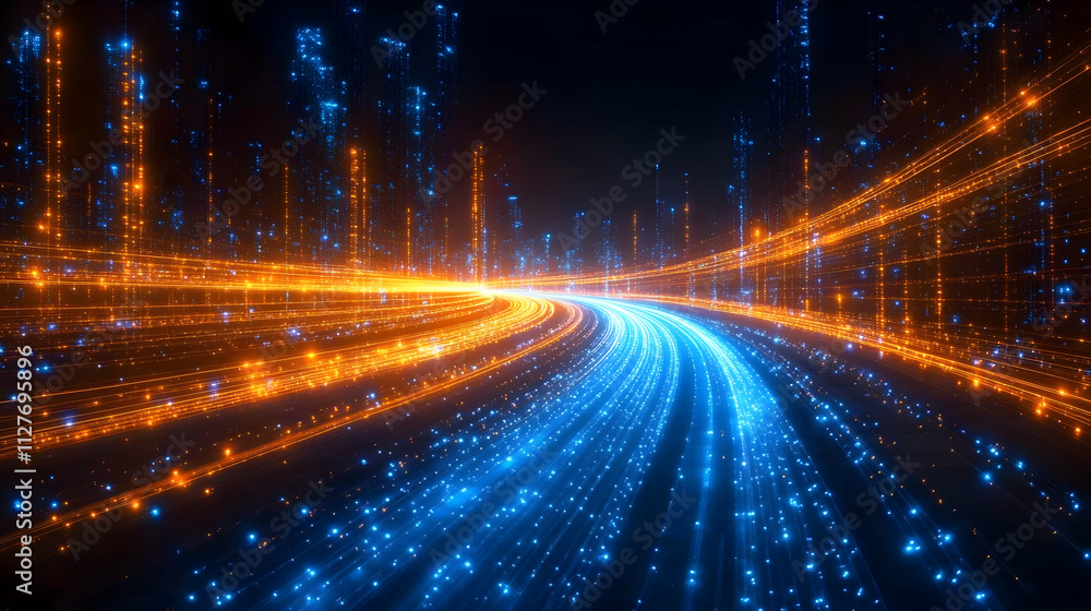 Poster digital cityscapes: exploring futuristic roads of light and data streams
