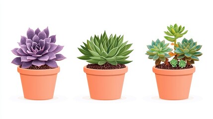 Colorful Succulents in Terracotta Pots for Home and Garden Decor