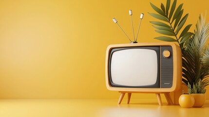 Vintage lifestyle 80s-90s crt tv in retro style home decor