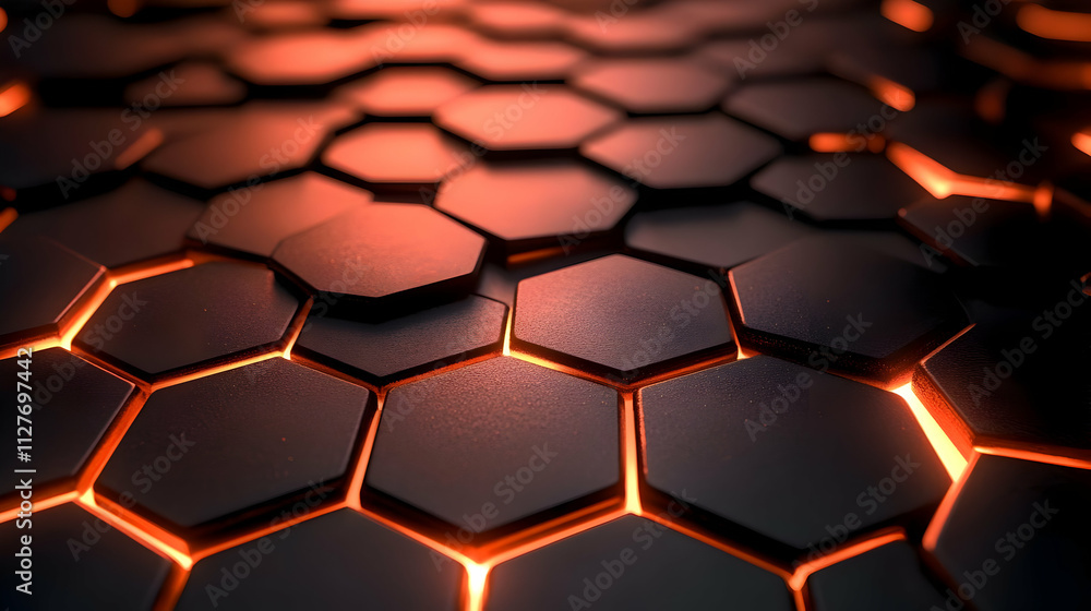 Aufkleber glowing hexagon pattern: abstract background design