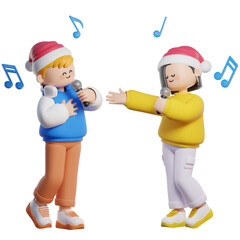 Couple Singing Christmas 3D character