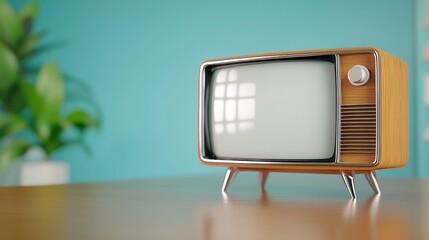 Vintage lifestyle 80s-90s tv in cozy retro setting home decor