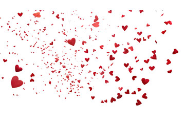 hearts falling on transparent background