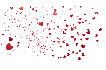 hearts falling on transparent background