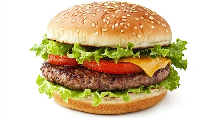 Delicious Cheeseburger with Lettuce and Tomato