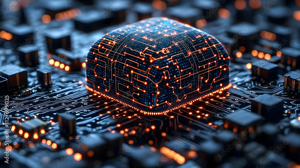 Poster exploring advanced circuitry: digital design & innovation in technology