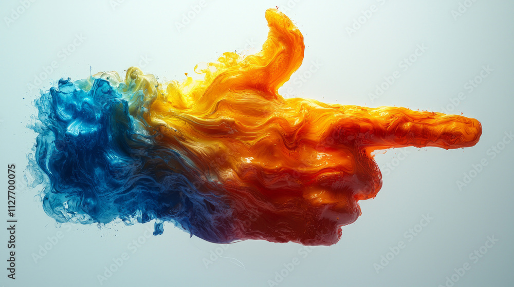 Poster abstract interpretation thumbs up gesture created using vibrant colors and fluid shapes. dynamic lin