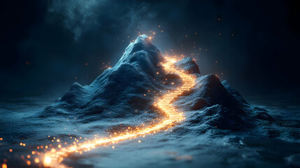 Glowing Steps to Success: Climb the Mountain of Achievement