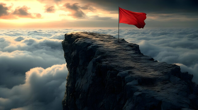 Red Flag on Clifftop: Conquering Fears, Achieving Dreams at Sunrise