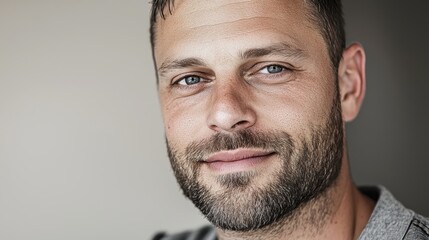 Obraz premium Close-up Portrait of a Smiling Man with Beard