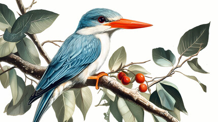 Grey headed kingfisher halcyon leucocephala perched in tree from high angle. halcyon. illustration. Halcyon. Illustration