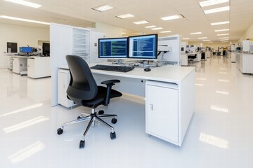 Modern Computer Workstation in a Clean, Bright Laboratory