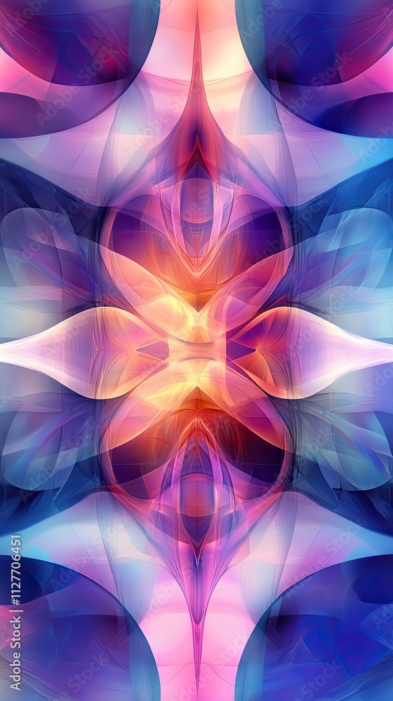 Poster abstract colorful swirling design with symmetrical patterns