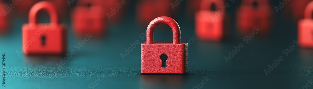 Poster close-up of a red padlock symbolizing security in a digital world.