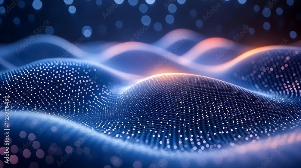 Aufkleber data visualization: abstract network waves glow