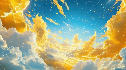 Dreamlike Golden Clouds in Serene Landscape
