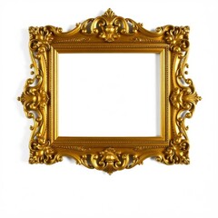 Ornate gold picture frame against a white background.