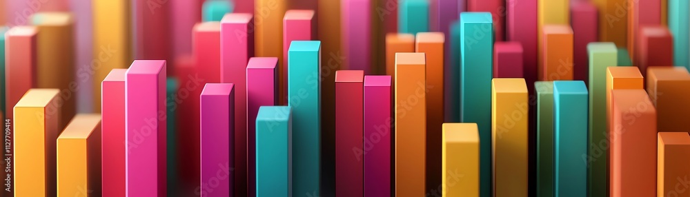 Poster vibrant multicolored bars create an eye-catching abstract visual composition.